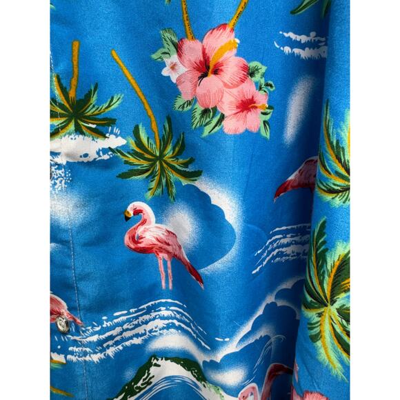 Novelty Men’s Short Sleeve Button Up Shirt Sz 4XL Vacation Resort Pink Flamingo - Picture 5 of 8